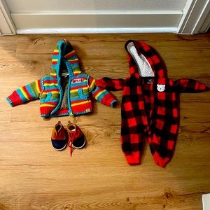 One jacket, one pair of shoes, and one onesie